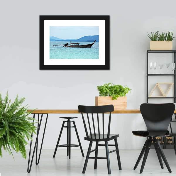 Fishing Boat In Sea Canvas Wall Art-3 Horizontal-Gallery Wrap-25" x 16"-Tiaracle