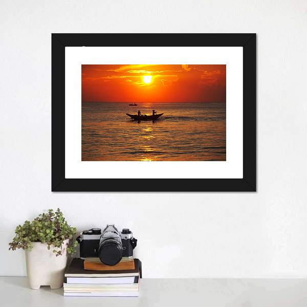 Fishing Boat In Sri Lanka Canvas Wall Art-1 Piece-Framed Print-30" x 20"-Tiaracle