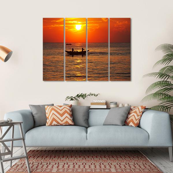 Fishing Boat In Sri Lanka Canvas Wall Art-4 Horizontal-Gallery Wrap-34" x 24"-Tiaracle
