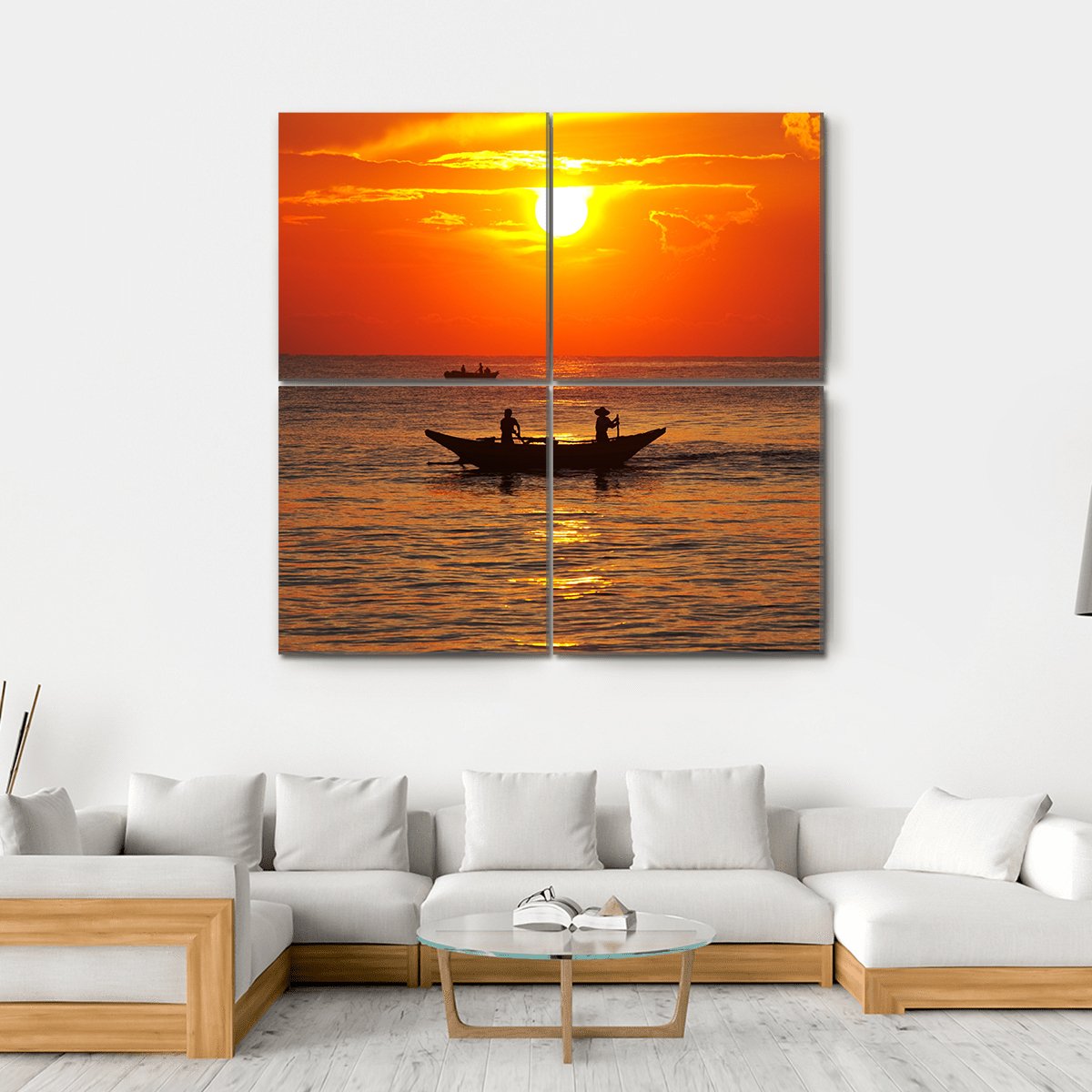 Fishing Boat In Sri Lanka Canvas Wall Art-4 Square-Gallery Wrap-17" x 17"-Tiaracle