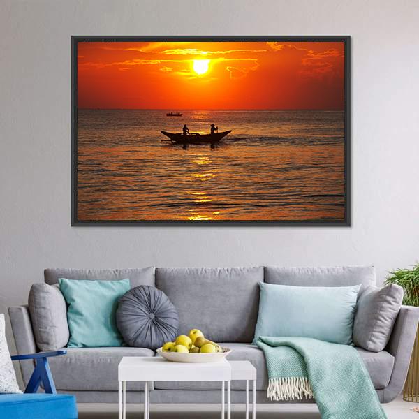 Fishing Boat In Sri Lanka Canvas Wall Art-5 Horizontal-Gallery Wrap-22" x 12"-Tiaracle