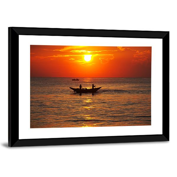 Fishing Boat In Sri Lanka Canvas Wall Art-5 Horizontal-Gallery Wrap-22" x 12"-Tiaracle