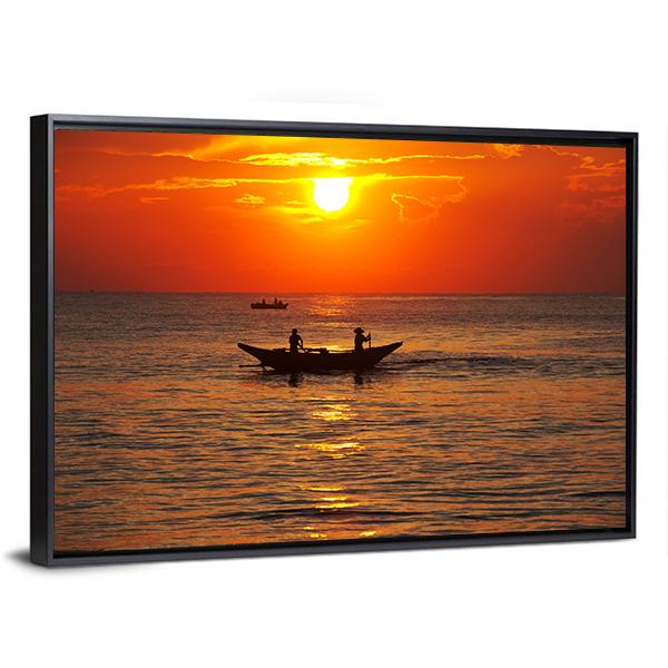 Fishing Boat In Sri Lanka Canvas Wall Art-5 Horizontal-Gallery Wrap-22" x 12"-Tiaracle