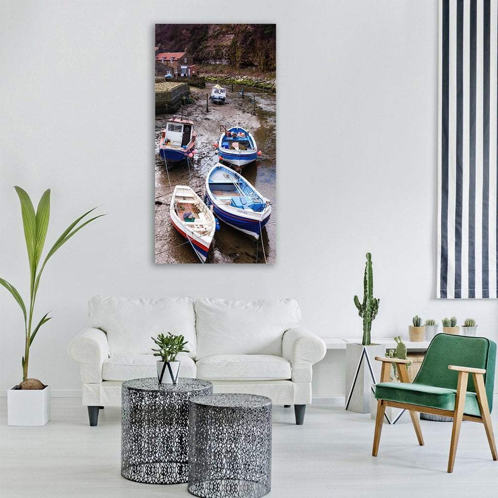 Fishing Boats Vertical Canvas Wall Art-1 Vertical-Gallery Wrap-12" x 24"-Tiaracle