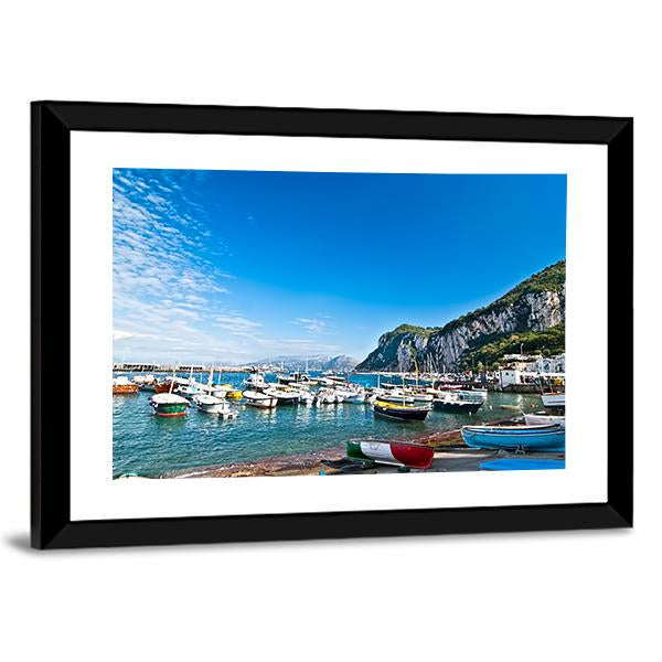 Fishing Boats On Capri Island Canvas Wall Art-3 Horizontal-Gallery Wrap-25" x 16"-Tiaracle