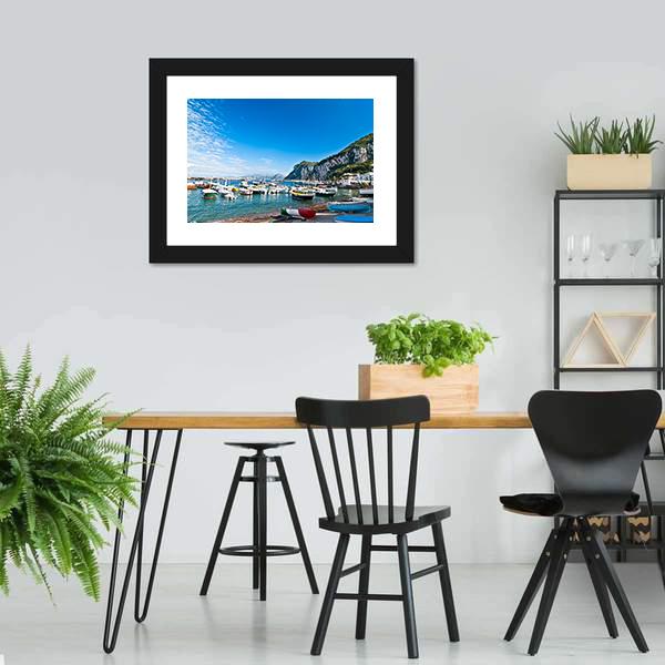 Fishing Boats On Capri Island Canvas Wall Art-3 Horizontal-Gallery Wrap-25" x 16"-Tiaracle