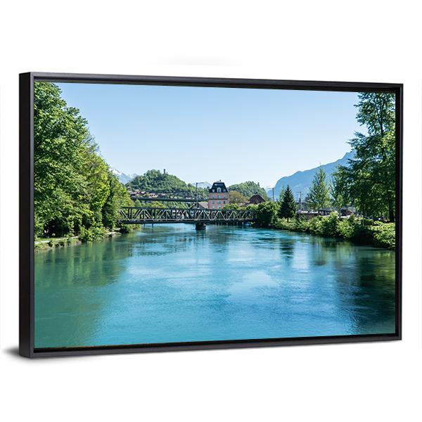 Fishing In Village Iseltwiald Canvas Wall Art-3 Horizontal-Gallery Wrap-25" x 16"-Tiaracle