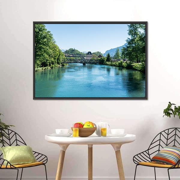 Fishing In Village Iseltwiald Canvas Wall Art-3 Horizontal-Gallery Wrap-25" x 16"-Tiaracle