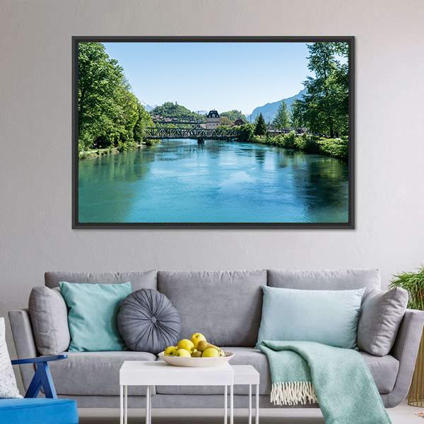 Fishing In Village Iseltwiald Canvas Wall Art-3 Horizontal-Gallery Wrap-25" x 16"-Tiaracle