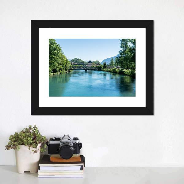 Fishing In Village Iseltwiald Canvas Wall Art-1 Piece-Framed Print-20" x 16"-Tiaracle