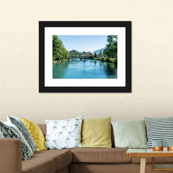 Fishing In Village Iseltwiald Canvas Wall Art-3 Horizontal-Gallery Wrap-25" x 16"-Tiaracle