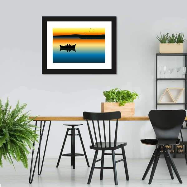 Fishing On Tranquil Lake Canvas Wall Art-5 Horizontal-Gallery Wrap-22" x 12"-Tiaracle
