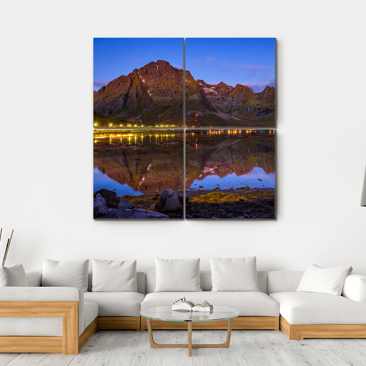 Fishing Village In Norway Canvas Wall Art-4 Square-Gallery Wrap-17" x 17"-Tiaracle