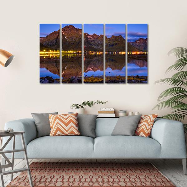 Fishing Village In Norway Canvas Wall Art-5 Horizontal-Gallery Wrap-22" x 12"-Tiaracle