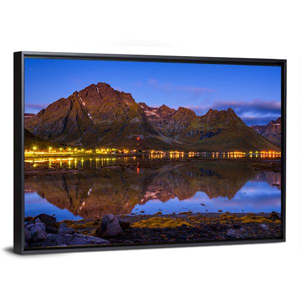 Fishing Village In Norway Canvas Wall Art-3 Horizontal-Gallery Wrap-25" x 16"-Tiaracle