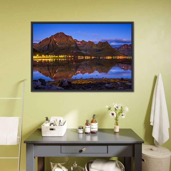 Fishing Village In Norway Canvas Wall Art-3 Horizontal-Gallery Wrap-25" x 16"-Tiaracle