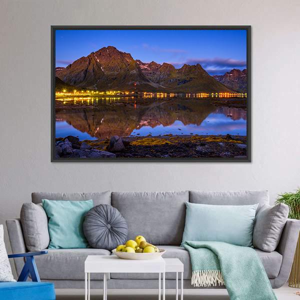 Fishing Village In Norway Canvas Wall Art-3 Horizontal-Gallery Wrap-25" x 16"-Tiaracle