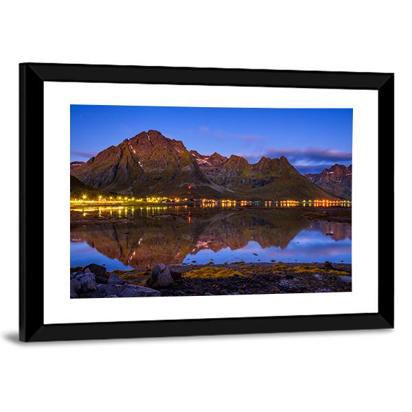 Fishing Village In Norway Canvas Wall Art-3 Horizontal-Gallery Wrap-25" x 16"-Tiaracle