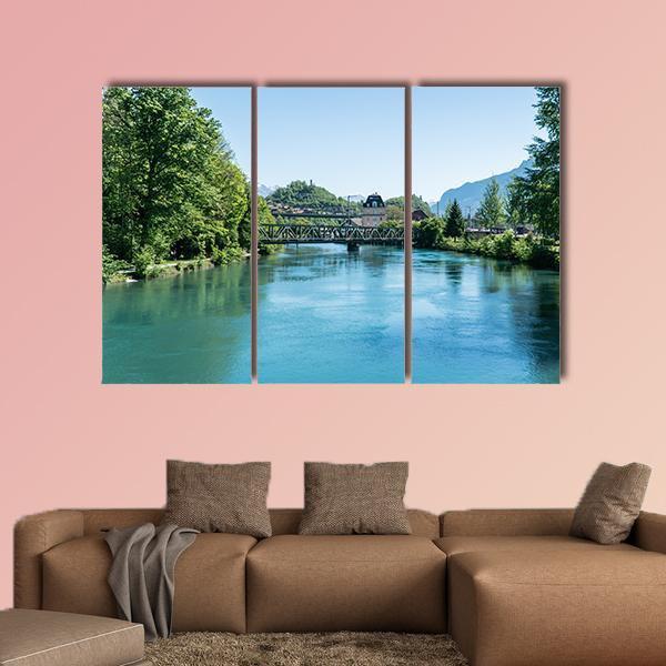 Fishing In Village Iseltwiald Canvas Wall Art-3 Horizontal-Gallery Wrap-37" x 24"-Tiaracle