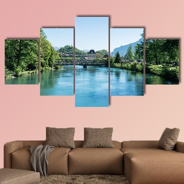 Fishing In Village Iseltwiald Canvas Wall Art-5 Star-Gallery Wrap-62" x 32"-Tiaracle