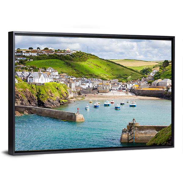 Fishing Village Of Port Isaac Canvas Wall Art-3 Horizontal-Gallery Wrap-25" x 16"-Tiaracle