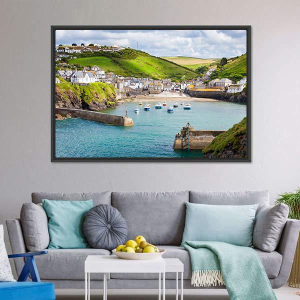 Fishing Village Of Port Isaac Canvas Wall Art-3 Horizontal-Gallery Wrap-25&quot; x 16&quot;-Tiaracle