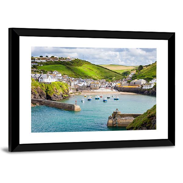 Fishing Village Of Port Isaac Canvas Wall Art-3 Horizontal-Gallery Wrap-25" x 16"-Tiaracle