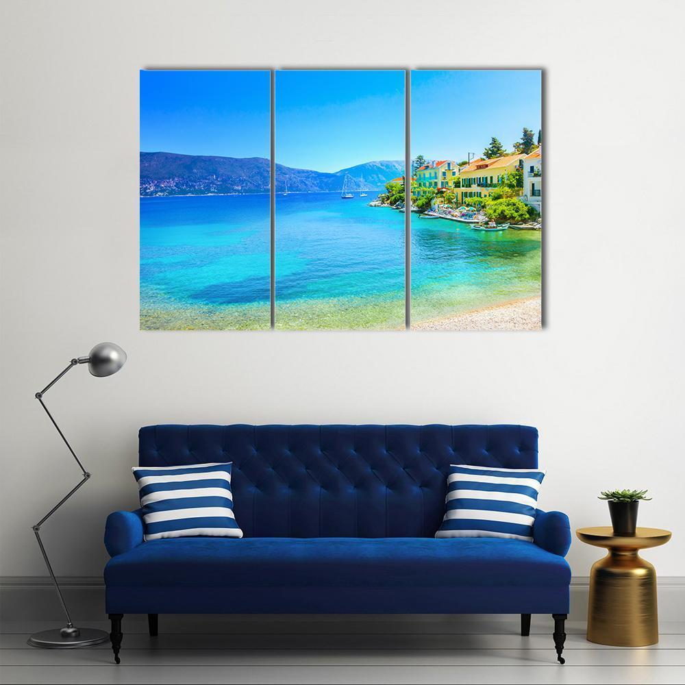 Fiskardo Village Kefalonia Island Canvas Wall Art-3 Horizontal-Gallery Wrap-37" x 24"-Tiaracle