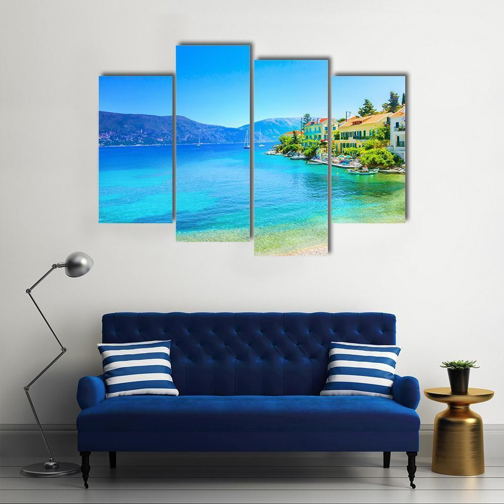 Fiskardo Village Kefalonia Island Canvas Wall Art-4 Pop-Gallery Wrap-50" x 32"-Tiaracle