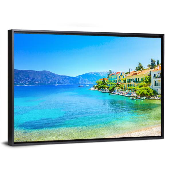 Fiskardo Village Kefalonia Island Canvas Wall Art-3 Horizontal-Gallery Wrap-25" x 16"-Tiaracle