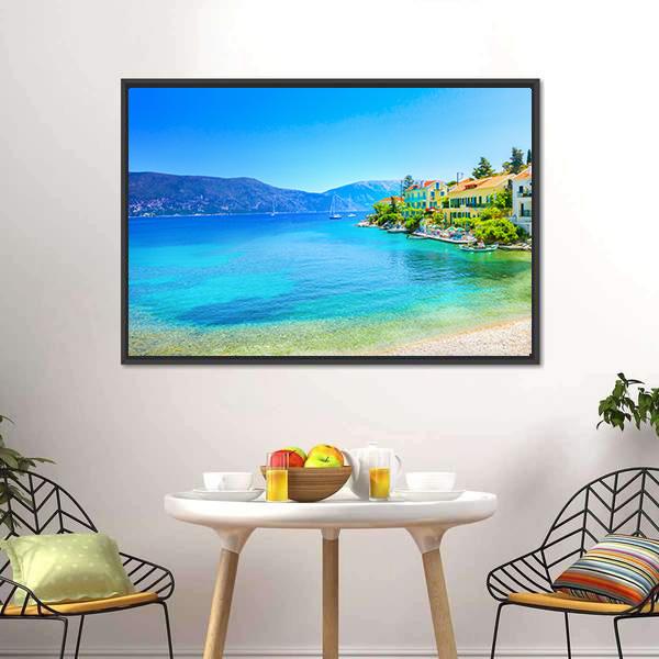 Fiskardo Village Kefalonia Island Canvas Wall Art-3 Horizontal-Gallery Wrap-25" x 16"-Tiaracle