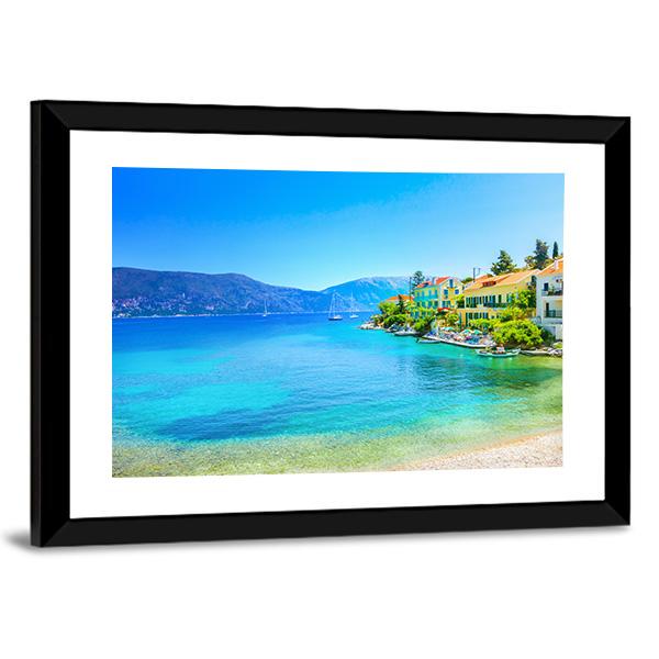 Fiskardo Village Kefalonia Island Canvas Wall Art-3 Horizontal-Gallery Wrap-25" x 16"-Tiaracle