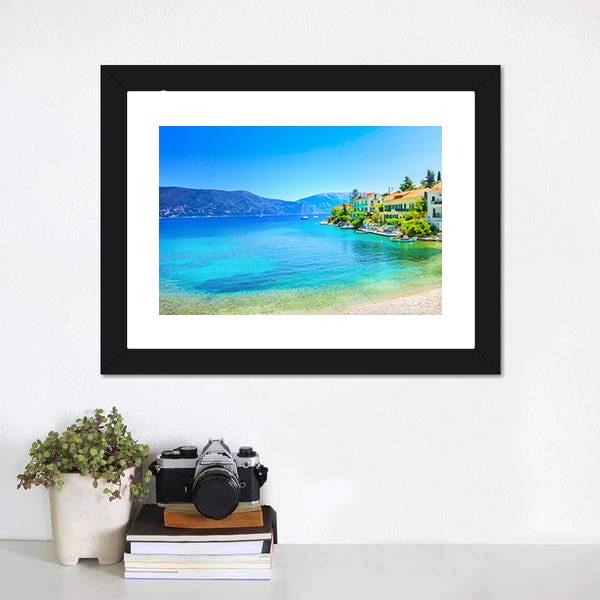 Fiskardo Village Kefalonia Island Canvas Wall Art-1 Piece-Framed Print-20" x 16"-Tiaracle