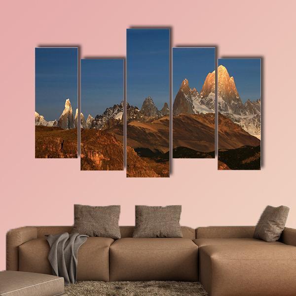 Fitz Roy At Sunrise Canvas Wall Art-5 Pop-Gallery Wrap-47" x 32"-Tiaracle