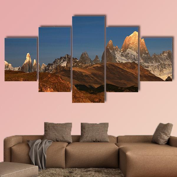 Fitz Roy At Sunrise Canvas Wall Art-5 Star-Gallery Wrap-62" x 32"-Tiaracle