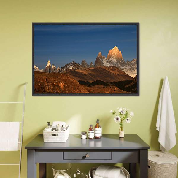 Fitz Roy At Sunrise Canvas Wall Art-1 Piece-Floating Frame-24" x 16"-Tiaracle
