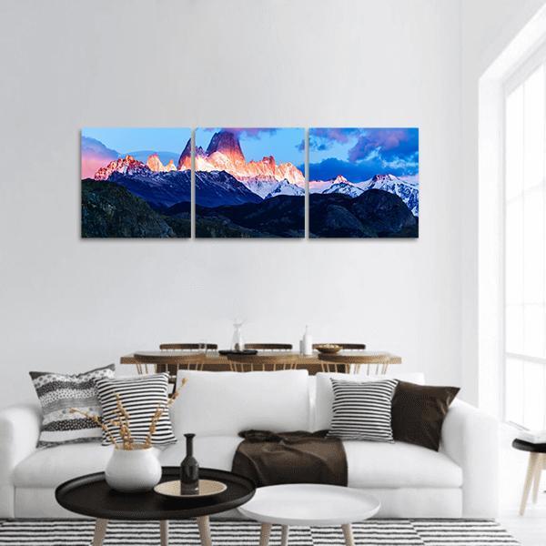 Fitz Roy &amp; El Chalten Panoramic Canvas Wall Art-3 Piece-25" x 08"-Tiaracle
