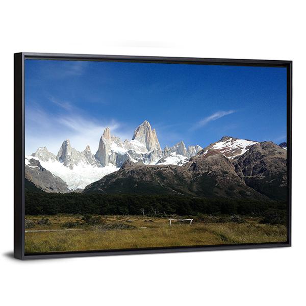 Fitz Roy Under Blue Sky Canvas Wall Art-3 Horizontal-Gallery Wrap-25" x 16"-Tiaracle