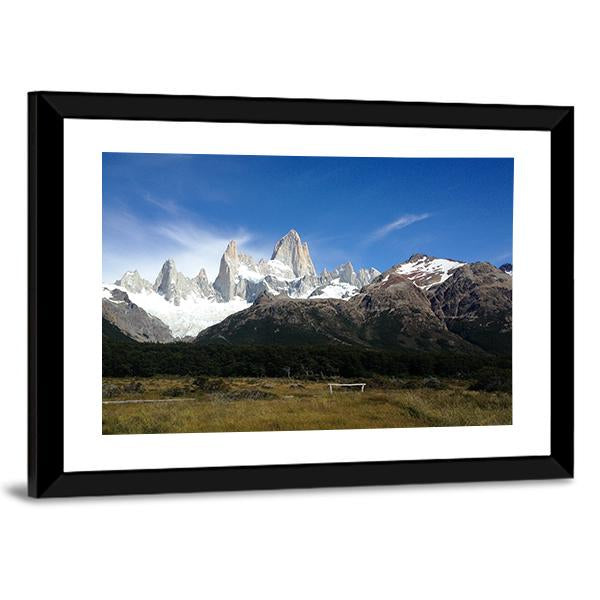 Fitz Roy Under Blue Sky Canvas Wall Art-3 Horizontal-Gallery Wrap-25" x 16"-Tiaracle