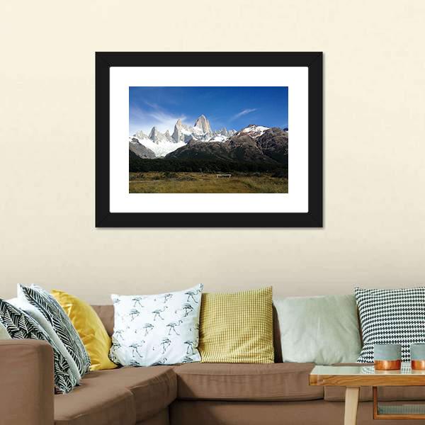 Fitz Roy Under Blue Sky Canvas Wall Art-3 Horizontal-Gallery Wrap-25" x 16"-Tiaracle