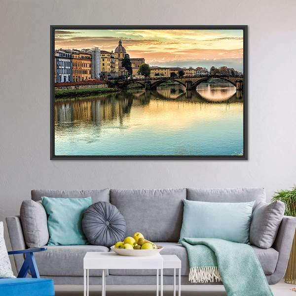 Five Arched Bridge Canvas Wall Art-1 Piece-Floating Frame-24" x 16"-Tiaracle