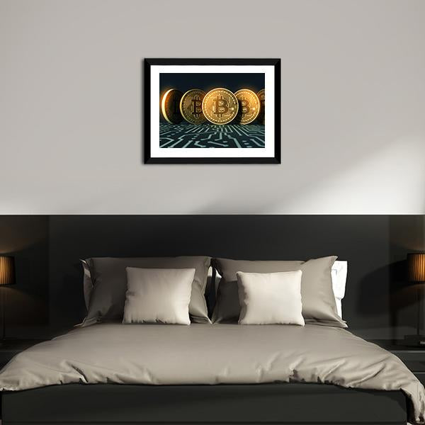 Five Bitcoins Panoramic Canvas Wall Art-1 Piece-36" x 12"-Tiaracle