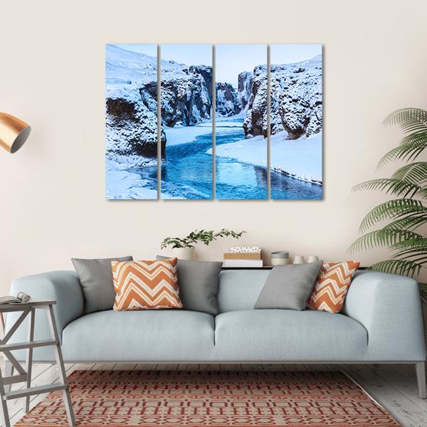 Fjadra River In Winter Canvas Wall Art-4 Horizontal-Gallery Wrap-34" x 24"-Tiaracle