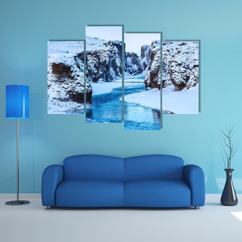 Fjadra River In Winter Canvas Wall Art-4 Pop-Gallery Wrap-50" x 32"-Tiaracle