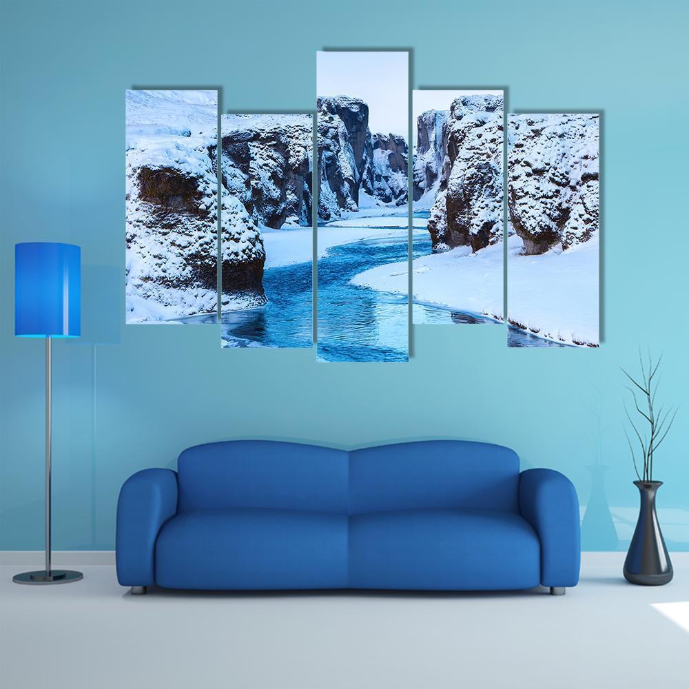 Fjadra River In Winter Canvas Wall Art-5 Pop-Gallery Wrap-47" x 32"-Tiaracle