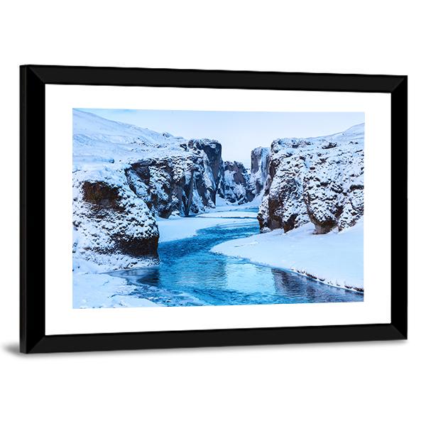 Fjadra River In Winter Canvas Wall Art-3 Horizontal-Gallery Wrap-25" x 16"-Tiaracle