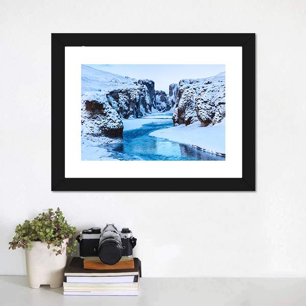 Fjadra River In Winter Canvas Wall Art-1 Piece-Framed Print-20" x 16"-Tiaracle