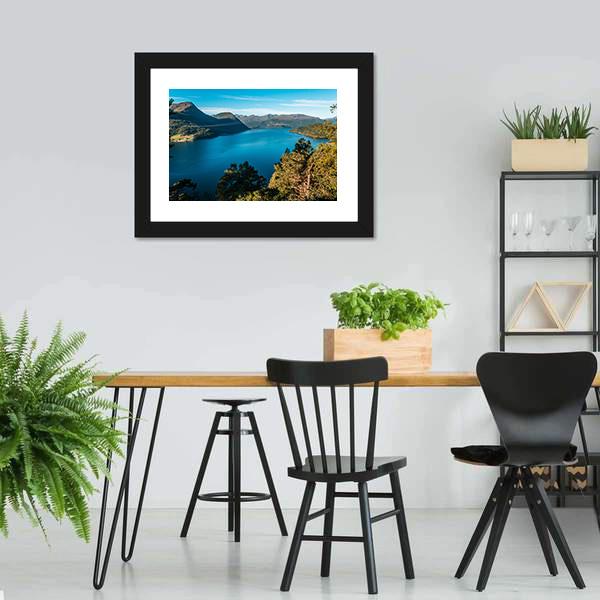 Fjord With Mountains Canvas Wall Art-5 Horizontal-Gallery Wrap-22" x 12"-Tiaracle