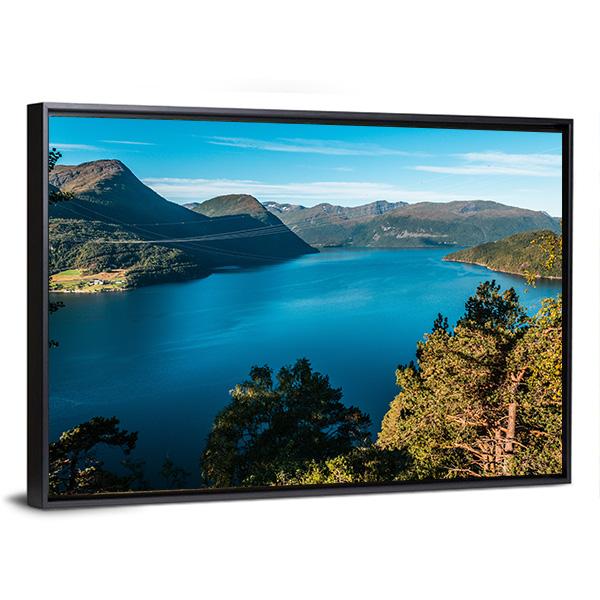 Fjord With Mountains Canvas Wall Art-5 Horizontal-Gallery Wrap-22" x 12"-Tiaracle