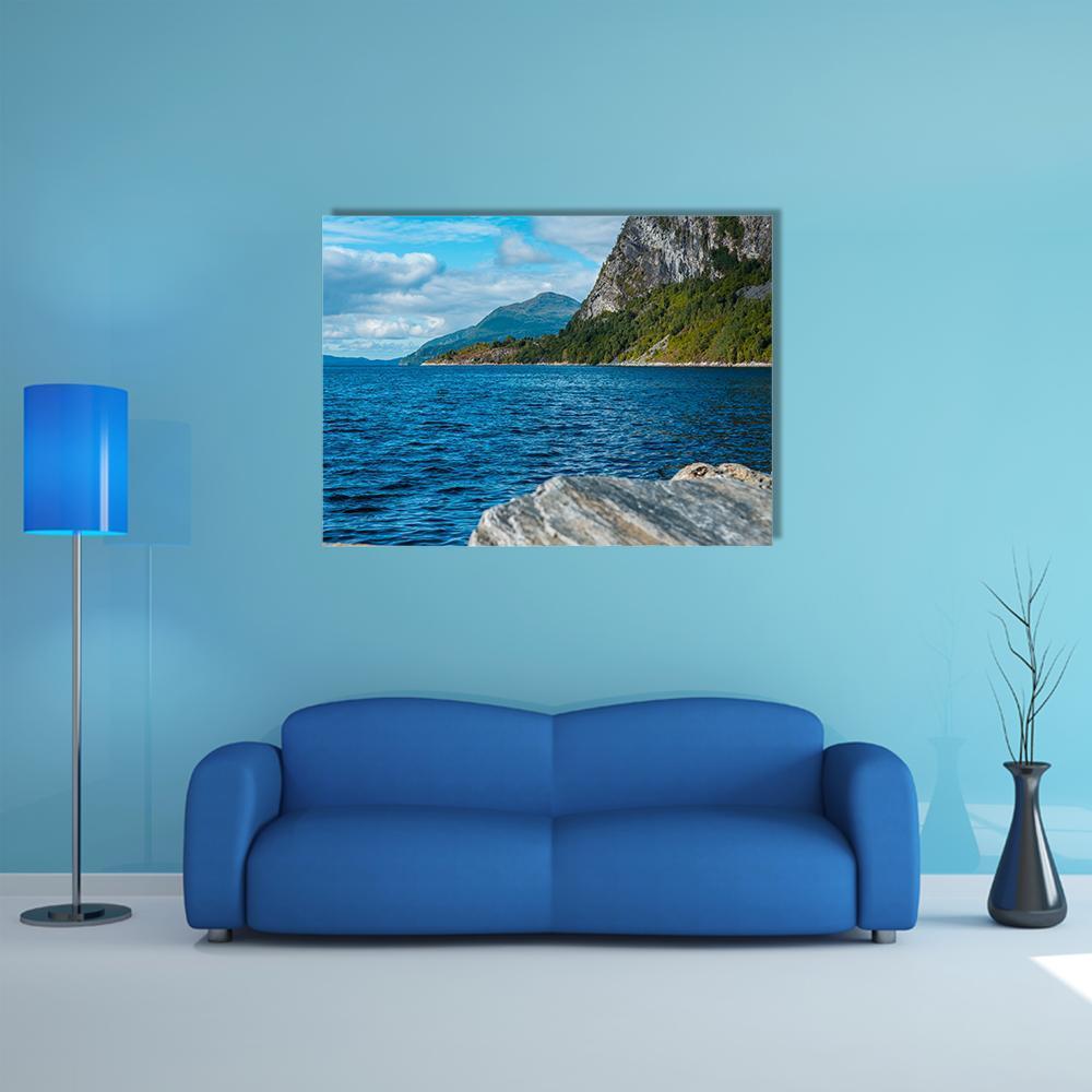 Fjord With Mountains Volda Canvas Wall Art-1 Piece-Gallery Wrap-48" x 32"-Tiaracle